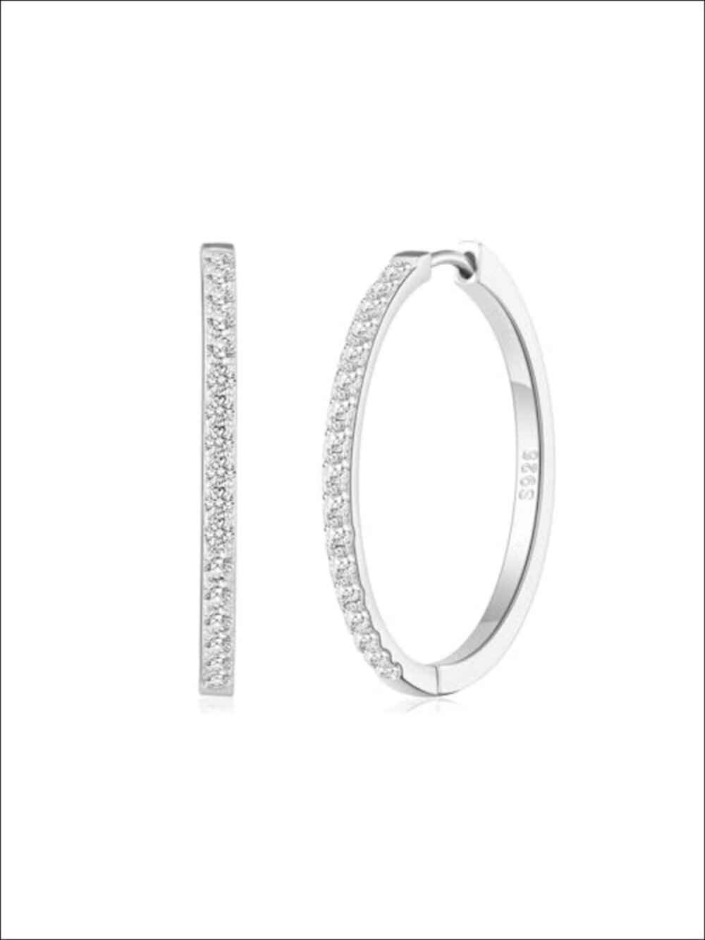 Hypoallergenic 925 Sterling Silver Cubic Zirconia Hoop Earrings for Women